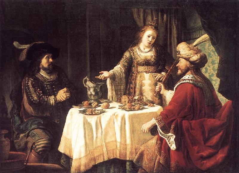 VICTORS, Jan The Banquet of Esther and Ahasuerus esrt oil painting picture